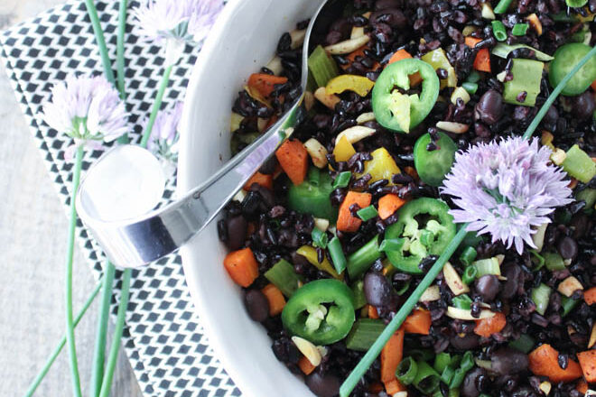 balsamic rice and bean salad