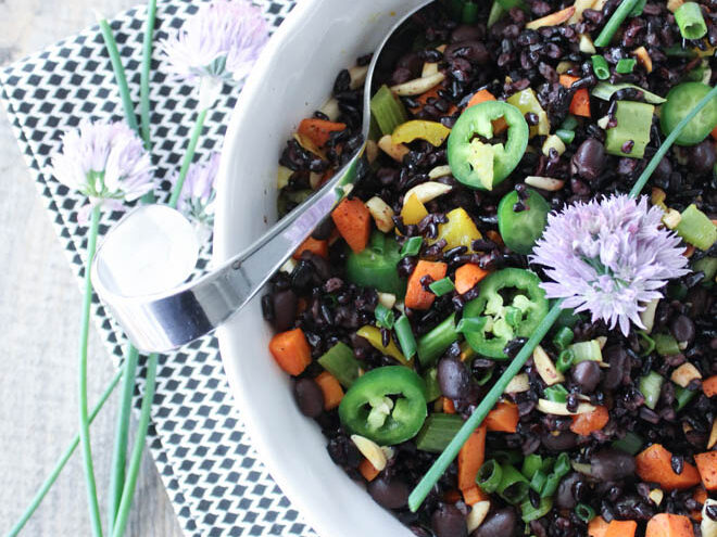 balsamic rice and bean salad