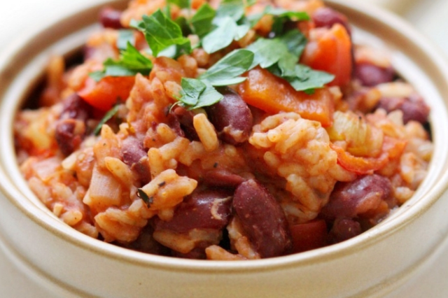 bowl of red beans and rice