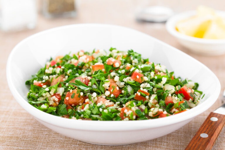 cauliflower tabouleh in a bowl