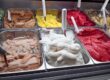 Grom 100 percent gluten free gelateria. Gelatos of all colors on display