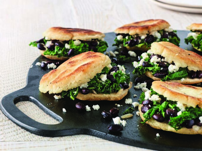 kale onion and black bean arepas