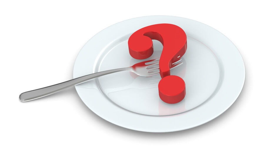 White plate with a red question mark. What are the 9 best foods to treat constipation